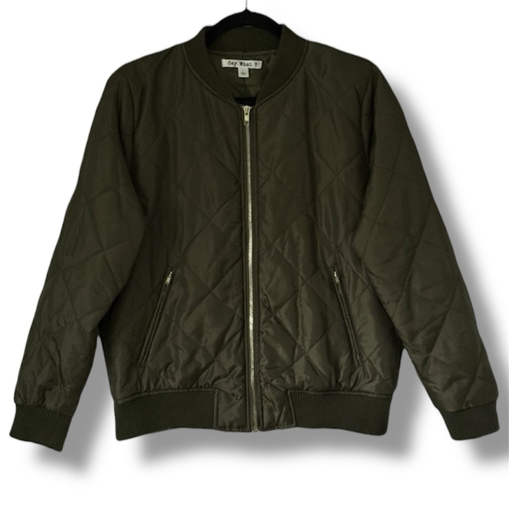 Say What? Lightweight Quilted Bomber Jacket - Olive Green​​​​